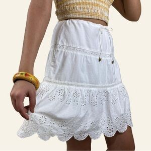 American Eagle Outfitters White Eyelet Skater Skirt